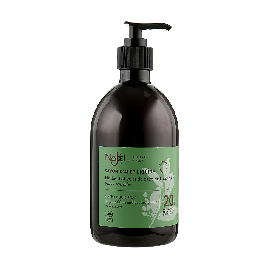 Органічне рідке алеппське мило Najel Aleppo Liquid Soap 20% Bay Laurel Oil, 500 мл