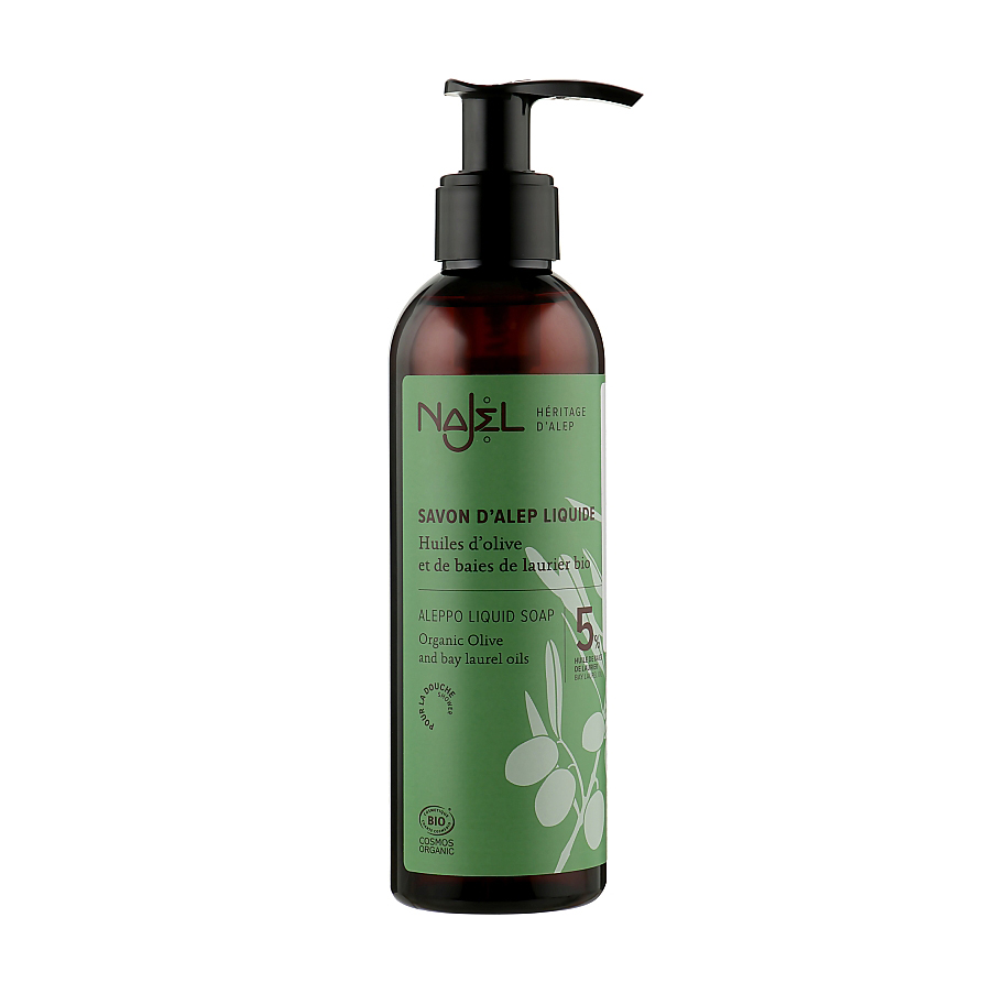 Органічне рідке алеппське мило Najel Aleppo Liquid Soap 5% Bay Laurel Oil, 200 мл